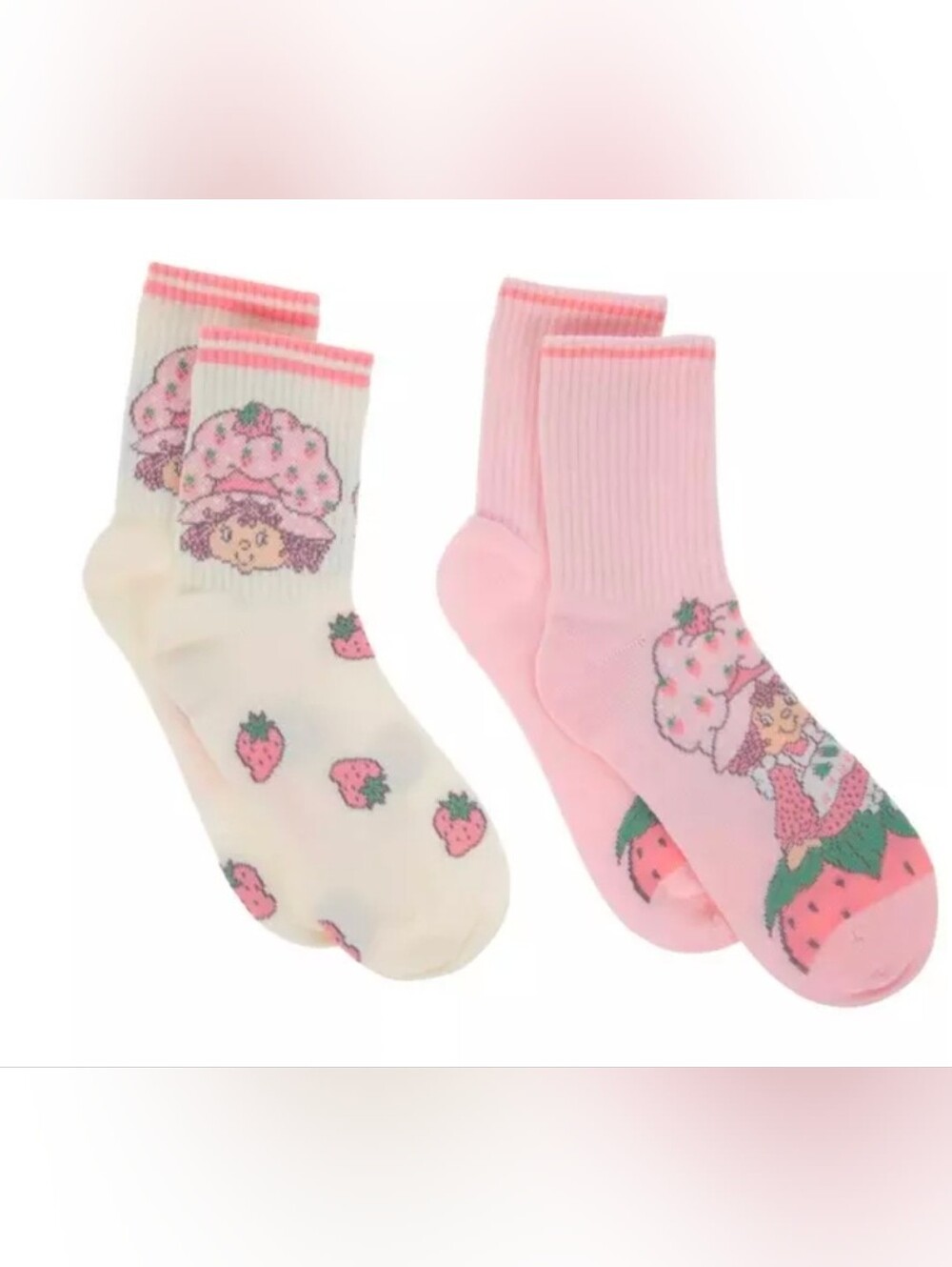 2 PACK Strawberry Shortcake Ankle Socks Size 4-11